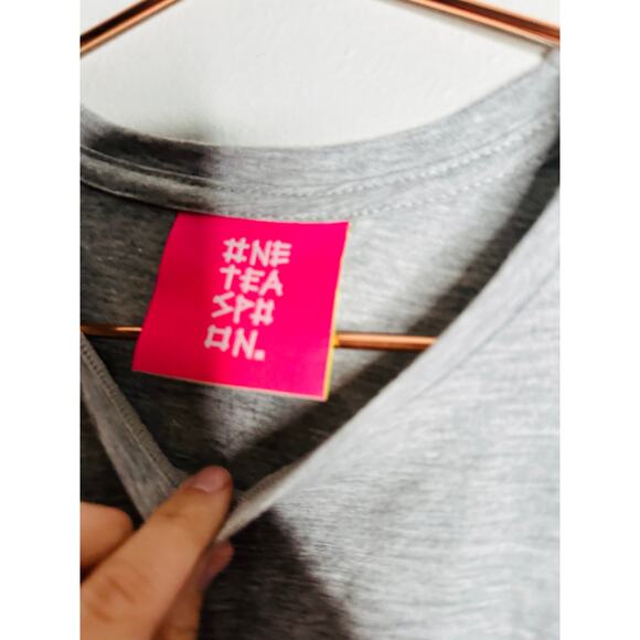 ONE TEASPOON Grey Marl Logo Crewneck Short Sleeves Tee Shirt NWT size Small - Picture 4 of 7